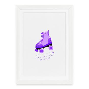 Dessin de patins à roulettes violets expressifs - Affiche encadrée (27 × 37 cm) - blanc - Devant