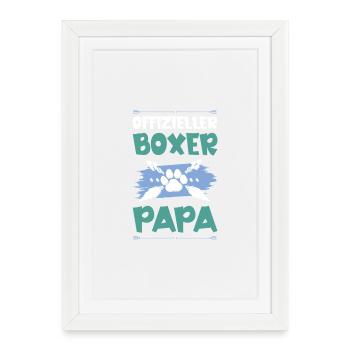 Chiens Boxer Papa - Affiche encadrée (27 × 37 cm) - blanc - Devant