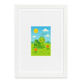 Sauterelle verte au soleil - Affiche encadrée (27 × 37 cm) - blanc - Devant