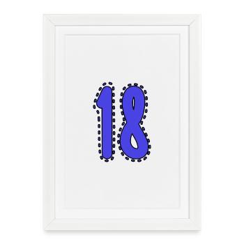 18. 18 YEARS OLD. 18th ANNIVERSARY. 18 BIRTHDAY. - Framed poster (27 × 37 cm) - white - Front
