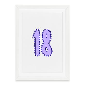 18. 18 YEARS OLD. 18th ANNIVERSARY. 18 BIRTHDAY. - Framed poster (27 × 37 cm) - white - Front