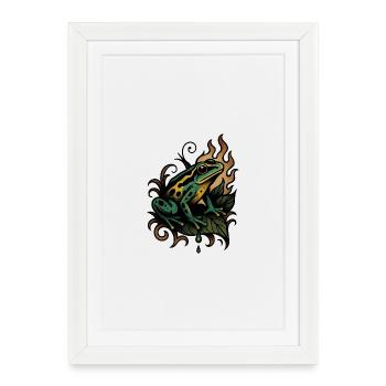 Flame Frog on Leaf - Framed poster (27 × 37 cm) - white - Front