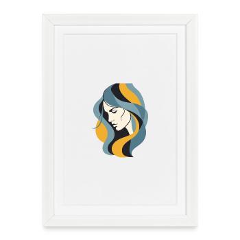 Abstract Woman Profile  Modern Minimalist Line Art - Framed poster (27 × 37 cm) - white - Front
