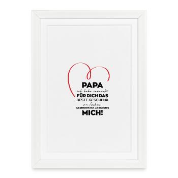 Papa Drôle de Cadeau - Affiche encadrée (27 × 37 cm) - blanc - Devant
