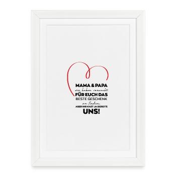Cadeau drôle Maman Papa Parents - Affiche encadrée (27 × 37 cm) - blanc - Devant
