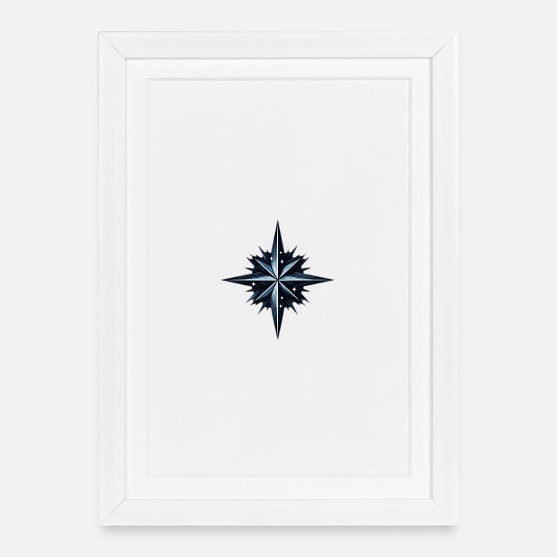 North Star Star in Teal Black and White - Framed poster (27 × 37 cm) - white