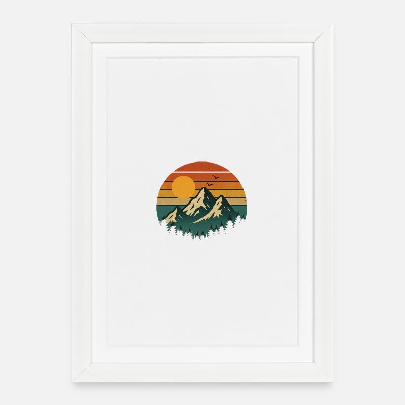 Vintage Sunset Mountain Adventure - Framed poster (27 × 37 cm) - white