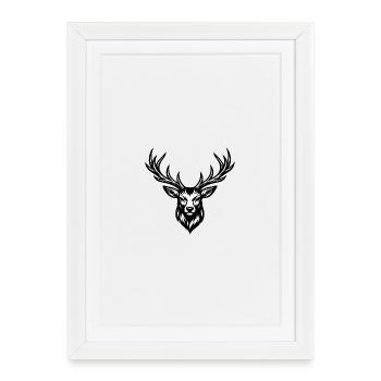 Dessin classique du cerf - Affiche encadrée (27 × 37 cm) - blanc - Devant