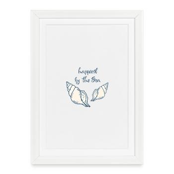 Happiest by the Sea Beach Shell Vintage Desig - Framed poster (27 × 37 cm) - white - Front