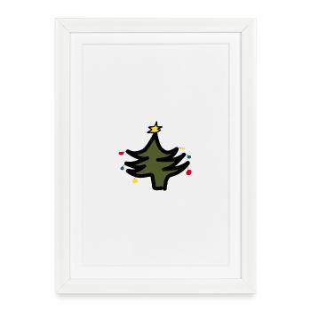 T-shirt de Noël abstrait, motif de Noël - Affiche encadrée (27 × 37 cm) - blanc - Devant