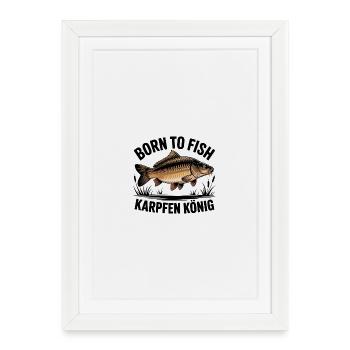 Born to Fish Carp King - Framed poster (27 × 37 cm) - white - Front