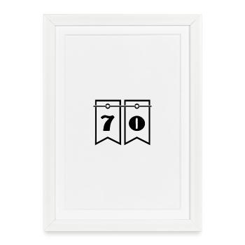 70. 70 ANS. 70e ANNIVERSAIRE. ANNIVERSAIRE 70 ANS. - Affiche encadrée (27 × 37 cm) - blanc - Devant