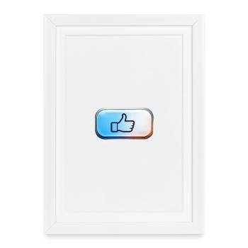 Dégradé néon pouce levé - Affiche encadrée (27 × 37 cm) - blanc - Devant