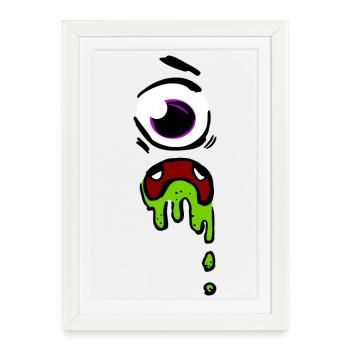 Glimmerndes Auge Tropfen-Design - Gerahmtes Poster (27 × 37 cm) - Weiß - Vorne