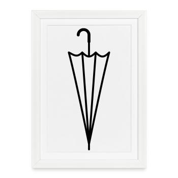 Umbrella Closed Rain Umbrella Silhouette - Framed poster (27 × 37 cm) - white - Front