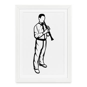 Garçon joueur de clarinette - Affiche encadrée (27 × 37 cm) - blanc - Devant