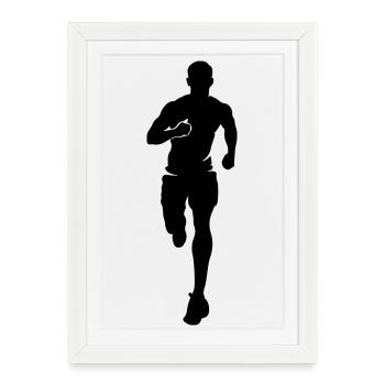 Marathon Runner Silhouette Marathon - Affiche encadrée (27 × 37 cm) - blanc - Devant