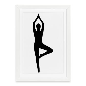 Silhouettes de yoga Silhouette noire d’ombre - Affiche encadrée (27 × 37 cm) - blanc - Devant