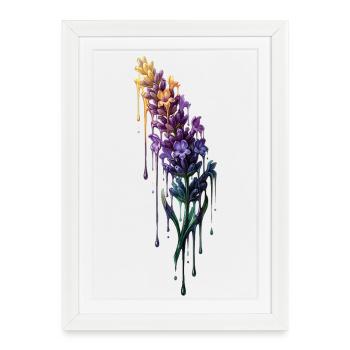 Lavender with dripping color - Framed poster (27 × 37 cm) - white - Front