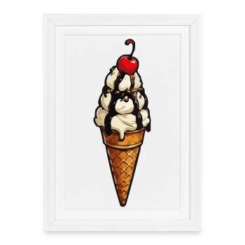 Couronne de glace fondante en gaufre - Affiche encadrée (27 × 37 cm) - blanc - Devant