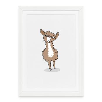 Cheerful naughty llama - Framed poster (27 × 37 cm) - white - Front