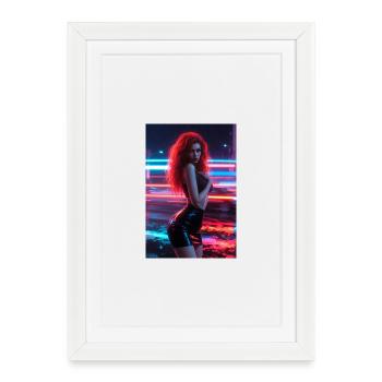 Femme rouge néon dans Luster - Affiche encadrée (27 × 37 cm) - blanc - Devant