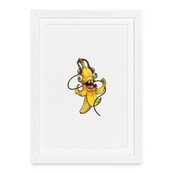Mascotte Banana Beat - Affiche encadrée (27 × 37 cm) - blanc - Devant