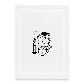 Golden Shooting Star Night - Framed poster (27 × 37 cm) - white - Front