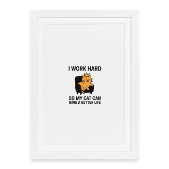 King's cat with humorous text - Framed poster (27 × 37 cm) - white - Front