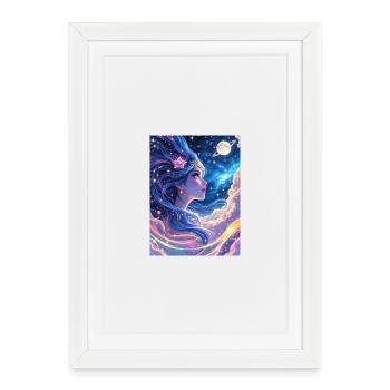 Fille dans la galaxie - Affiche encadrée (27 × 37 cm) - blanc - Devant