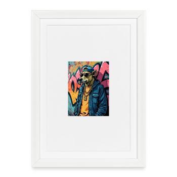 Graffiti Chien Streetwear - Affiche encadrée (27 × 37 cm) - blanc - Devant