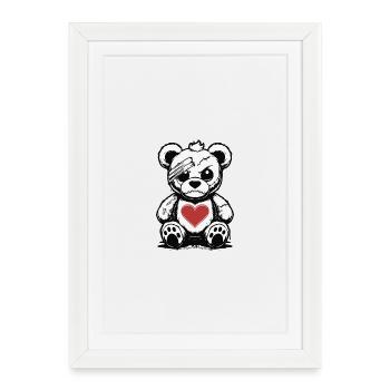 Grumpy Teddy with a good Heart - Framed poster (27 × 37 cm) - white - Front