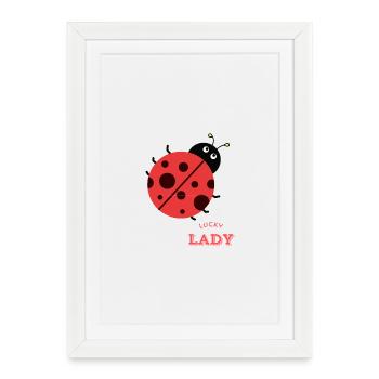 Coccinelle ludique pour les cadeaux et les vêtements - Affiche encadrée (27 × 37 cm) - blanc - Devant