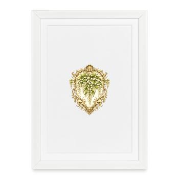 Muguet-de-vallée dans un cadre doré – ornements vintage - Affiche encadrée (27 × 37 cm) - blanc - Devant