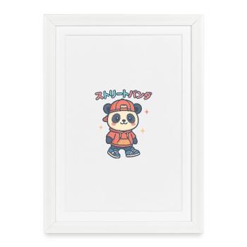 Street Panda Pullover Hoodie - Framed poster (27 × 37 cm) - white - Front