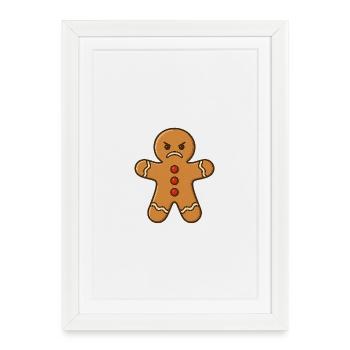 Bonhomme en pain d’épices en colère avec décoration à la cannelle - Affiche encadrée (27 × 37 cm) - blanc - Devant