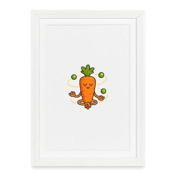 Carotte Zen et ses Pois Flottants - Affiche encadrée (27 × 37 cm) - blanc - Devant