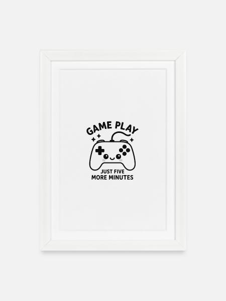 Spielzeit Noch Fünf Minuten - Gerahmtes Poster (27 × 37 cm) - Weiß