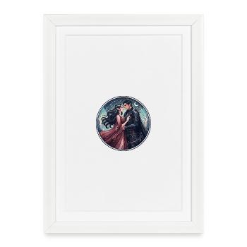 L’amour du chevalier sous les étoiles - Affiche encadrée (27 × 37 cm) - blanc - Devant
