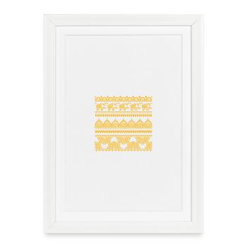 Golden elephants and tribal borders - Framed poster (27 × 37 cm) - white - Front