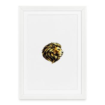 Illustration de la tête de lion dorée - Affiche encadrée (27 × 37 cm) - blanc - Devant