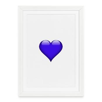 Cœur bleu brillant - Affiche encadrée (27 × 37 cm) - blanc - Devant