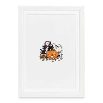 Halloween Pumpkin Ghost Creepy - Framed poster (27 × 37 cm) - white - Front