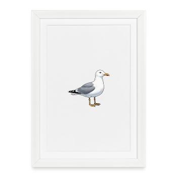 Cadeau de vacances de la mer du Nord de l’Allemagne de la Mouette - Affiche encadrée (27 × 37 cm) - blanc - Devant