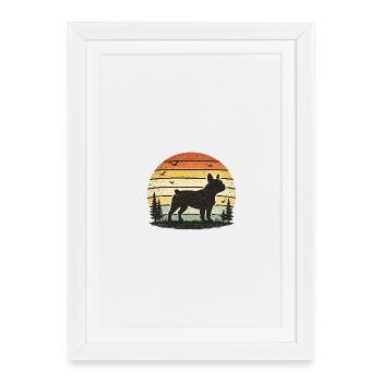Silhouette du chien sauvage au coucher du soleil - Affiche encadrée (27 × 37 cm) - blanc - Devant