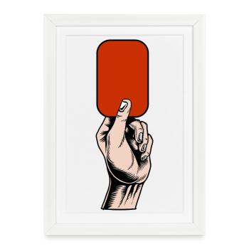 carton rouge en main illustration football football - Affiche encadrée (27 × 37 cm) - blanc - Devant