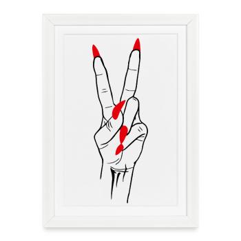 Victory Peace Hand Sign - Framed poster (27 × 37 cm) - white - Front