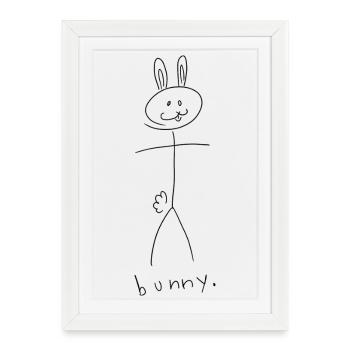 bunny girl. (lignes noires) (par Leni Riosa) - Affiche encadrée (27 × 37 cm) - blanc - Devant