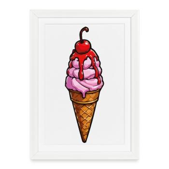 Kirsche Erdbeere Eiscreme - Framed poster (27 × 37 cm) - white - Front