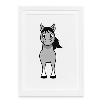 Gray bangs with black mane - Framed poster (27 × 37 cm) - white - Front